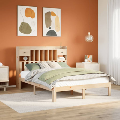 Bookcase Bed without Mattress 140x190cm Solid Wood Pine 3322593