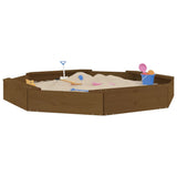 Sandbox with Seats Honey Brown Octagon Solid Wood Pine 825019