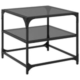 Coffee Tables with Black Glass Top 2 pcs 50x50x45 cm Steel 846009
