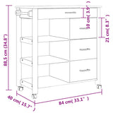Kitchen Trolley MONZA 84x40x88.5 cm Solid Wood Pine 376112