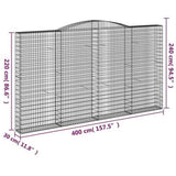 Arched Gabion Baskets 5 pcs 400x30x220/240 cm Galvanised Iron 3146947