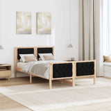 Bed Frame with Headboard Black 135 x 190 cm Solid Pine Wood 878411