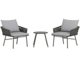 3-Piece Rattan Bistro Set, Garden Table and Chairs with 4 Cushions, Patio Rattan Conversation T3398P553416