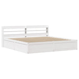 Bed Frame with Headboard White 200x200 cm Solid Wood Pine 3307072