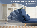 Two-Seater Linen-Look Sofa Bed - Dark Blue T3398P377860