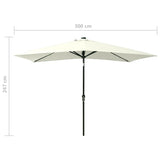 ZNTS Garden Parasol with LEDs and Steel Pole Sand 2x3 m 313787