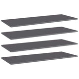 Bookshelf Boards 4 pcs High Gloss Grey 100x40x1.5 cm Engineered Wood 805417