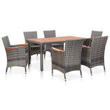 46084 7 Piece Garden Dining Set with Cushions Poly Rattan Grey