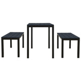 Garden Dining Set Black Steel, Wood Plastic Composites Medium 317139