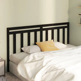 Bed Headboard Black Solid Pine Wood Decorative Inlays 817809