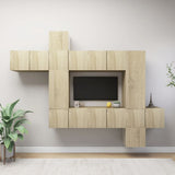 10 Piece TV Cabinet Set Sonoma Oak Engineered Wood 3079052