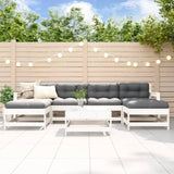 7 Piece Garden Lounge Set White Solid Wood Pine 3186383