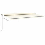 Freestanding Manual Retractable Awning 600x300 cm Cream 3069797