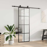 Sliding Door with Hardware Set Black 76x205 cm ESG Glass 3375862