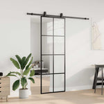 Sliding Door with Hardware Set Black 76x205 cm ESG Glass 3375862