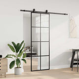 Sliding Door with Hardware Set Black 76x205 cm ESG Glass 3375862