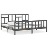 Bed Frame without Mattress Grey 200x200 cm Solid Wood Pine 3193163