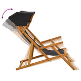 Deck Chair 4 pcs 3 Position Solid Eucalyptus Wood Black 3407802