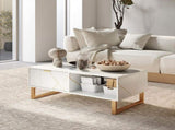 Elegant Marble Effect Storage Coffee Table - White T3398P328273