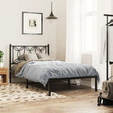 Metal Bed Frame without Mattress with Headboard Black 100x190cm 376122
