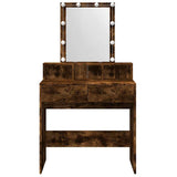 Dressing Table with LED Smoked Oak 80x41x144.5 cm 848182