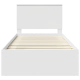 Bed Frame with Headboard White 100 x 200 cm Solid Pine Wood 3411046