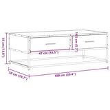 Coffee Table Smoked Oak 100x50x35 cm Engineered Wood and Metal 848781