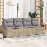 2 Piece Garden Sofa Set with Cushions Beige Poly Rattan Acacia 3325245