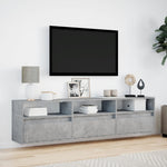TV Wall Cabinet with LED Concrete Grey 180x31x45 cm 3307943