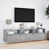 TV Wall Cabinet with LED Concrete Grey 180x31x45 cm 3307943
