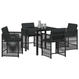 Garden Dining Set 5 pcs Black Poly Rattan 3380773