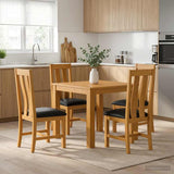Dining Set 5 pcs Black Solid Oak Wood 3430337