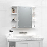 Mirror Cabinet with LED High Gloss White 70x16.5x60 cm 808879