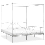 Canopy Bed Frame without Mattress White Metal 200x200 cm 284432