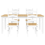 ZNTS 5 Piece Dining Set Panama White Solid Wood Pine 3345211