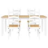 ZNTS 5 Piece Dining Set Panama White Solid Wood Pine 3345211