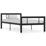 Bed Frame without Mattress Black and White Metal 90x200 cm 284550