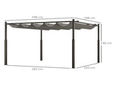 3 x 3 Metal Pergola with Retractable Roof and Magnetic Fixture, Outdoor Gazebo Garden Pergola Kit T3398P320117