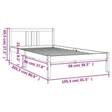 Bed Frame without Mattress Grey Solid Wood 100x200 cm 814876