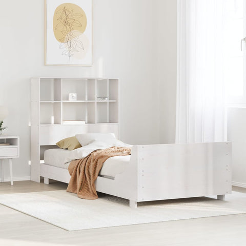 Bed Frame without Mattress White 90x190 cm Single Solid Wood Pine 3323711