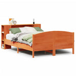 ZNTS Bookcase Bed without Mattress Wax Brown 135x190cm Solid Wood Pine 3323076