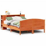 ZNTS Bookcase Bed without Mattress Wax Brown 135x190cm Solid Wood Pine 3323076
