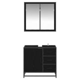 Bathroom Furniture Set 2 pcs Black oak Engineered wood 3402322