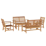 Garden Sofa Set 5 pcs Natural Solid Teak Wood 3356858