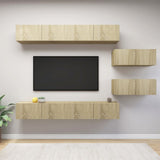 6 Piece TV Cabinet Set Sonoma Oak Engineered Wood 3079043