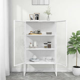 Highboard White 80x35x135 cm Steel and Tempered Glass 335884