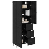 Highboard with Drawer 2 pcs Black Oak Engineered Wood and Glass 3416079