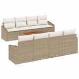 Garden Sofa Set with Cushion 9 pcs Beige Poly Rattan 3347806