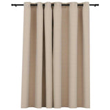 ZNTS Linen-Look Blackout Curtain with Grommets Beige 290x245cm 321211