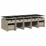 15 Piece Garden Dining Set with Cushions Light Grey Poly Rattan 3211175